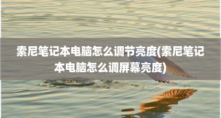 索尼笔记本电脑怎么调节亮度(索尼笔记本电脑怎么调屏幕亮度)
