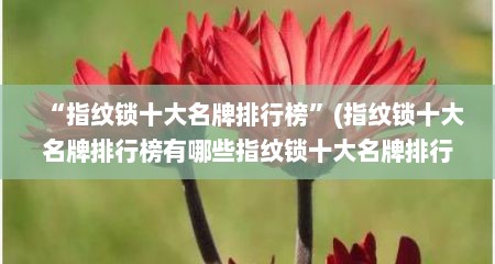 “指纹锁十大名牌排行榜”(指纹锁十大名牌排行榜有哪些指纹锁十大名牌排行榜)