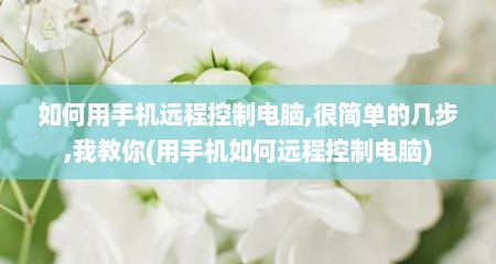 如何用手机远程控制电脑,很简单的几步,我教你(用手机如何远程控制电脑)