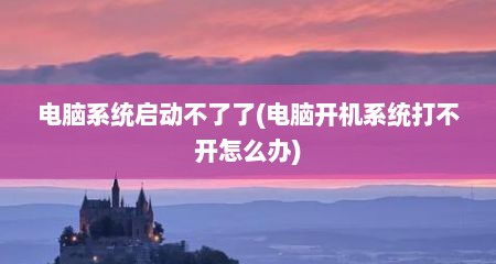 电脑系统启动不了了(电脑开机系统打不开怎么办)