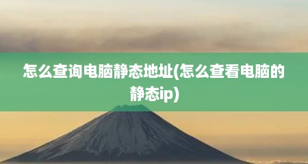 怎么查询电脑静态地址(怎么查看电脑的静态ip)