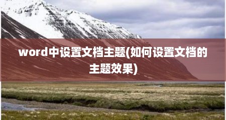 word中设置文档主题(如何设置文档的主题效果)