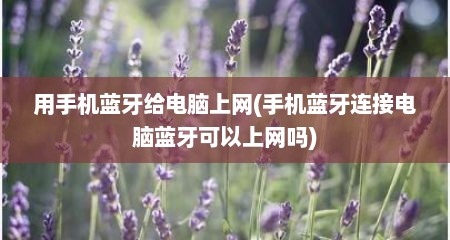 用手机蓝牙给电脑上网(手机蓝牙连接电脑蓝牙可以上网吗)