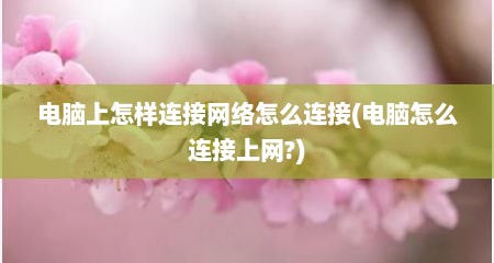 电脑上怎样连接网络怎么连接(电脑怎么连接上网?)