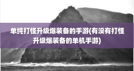 单纯打怪升级爆装备的手游(有没有打怪升级爆装备的单机手游)