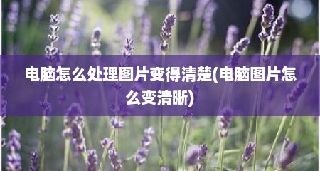电脑怎么处理图片变得清楚(电脑图片怎么变清晰)