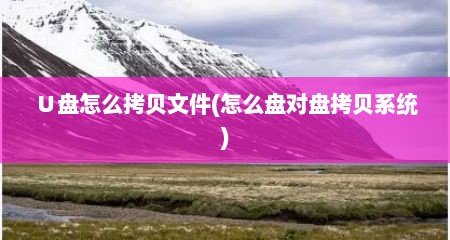 ∪盘怎么拷贝文件(怎么盘对盘拷贝系统)