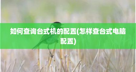 如何查询台式机的配置(怎样查台式电脑配置)