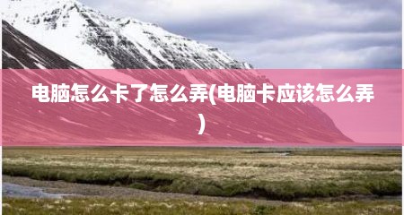 电脑怎么卡了怎么弄(电脑卡应该怎么弄)