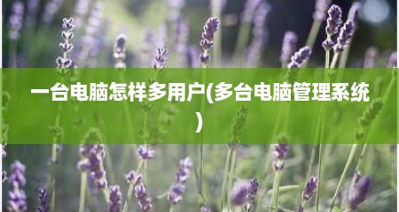 一台电脑怎样多用户(多台电脑管理系统)