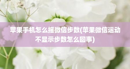 苹果手机怎么摇微信步数(苹果微信运动不显示步数怎么回事)