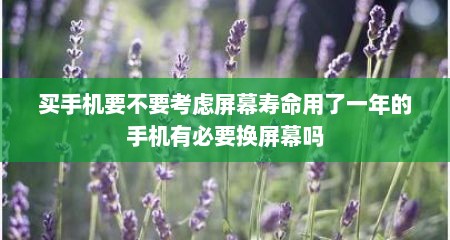 买手机要不要考虑屏幕寿命用了一年的手机有必要换屏幕吗
