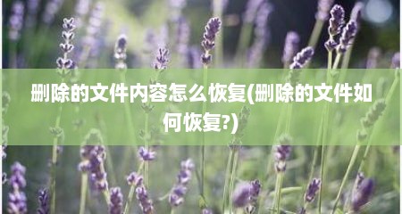 删除的文件内容怎么恢复(删除的文件如何恢复?)