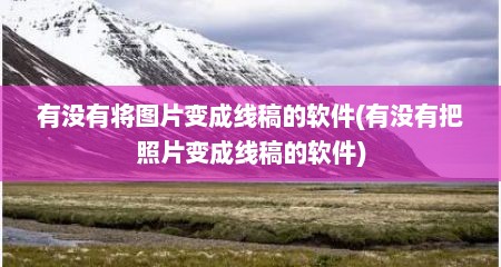 有没有将图片变成线稿的软件(有没有把照片变成线稿的软件)