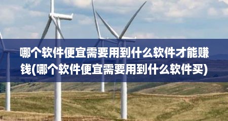 哪个软件便宜需要用到什么软件才能赚钱(哪个软件便宜需要用到什么软件买)