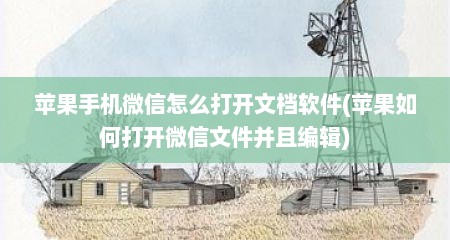 苹果手机微信怎么打开文档软件(苹果如何打开微信文件并且编辑)