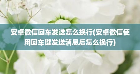 安卓微信回车发送怎么换行(安卓微信使用回车键发送消息后怎么换行)