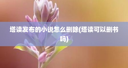 塔读发布的小说怎么删除(塔读可以删书吗)