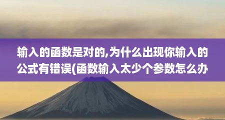 输入的函数是对的,为什么出现你输入的公式有错误(函数输入太少个参数怎么办)