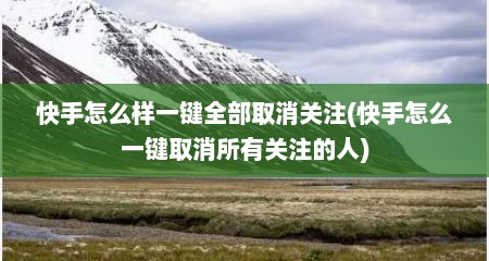 快手怎么样一键全部取消关注(快手怎么一键取消所有关注的人)