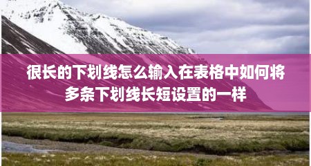 很长的下划线怎么输入在表格中如何将多条下划线长短设置的一样