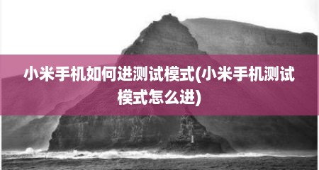小米手机如何进测试模式(小米手机测试模式怎么进)