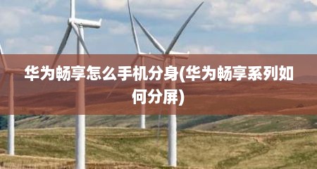 华为畅享怎么手机分身(华为畅享系列如何分屏)