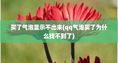 买了气泡显示不出来(qq气泡买了为什么找不到了)