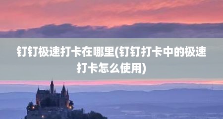 钉钉极速打卡在哪里(钉钉打卡中的极速打卡怎么使用)