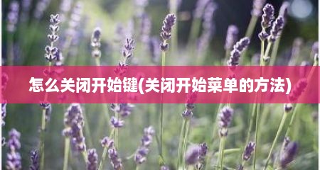 怎么关闭开始键(关闭开始菜单的方法)