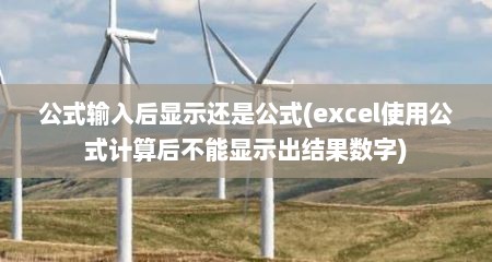 公式输入后显示还是公式(excel使用公式计算后不能显示出结果数字)