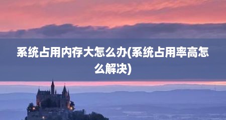 系统占用内存大怎么办(系统占用率高怎么解决)