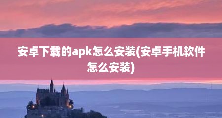 安卓下载的apk怎么安装(安卓手机软件怎么安装)