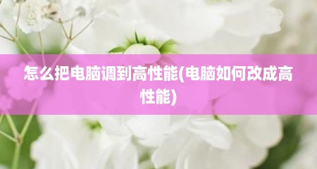 怎么把电脑调到高性能(电脑如何改成高性能)