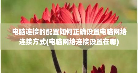 电脑连接的配置如何正确设置电脑网络连接方式(电脑网络连接设置在哪)