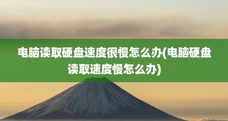 电脑读取硬盘速度很慢怎么办(电脑硬盘读取速度慢怎么办)