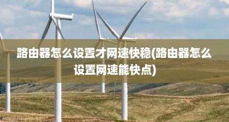 路由器怎么设置才网速快稳(路由器怎么设置网速能快点)