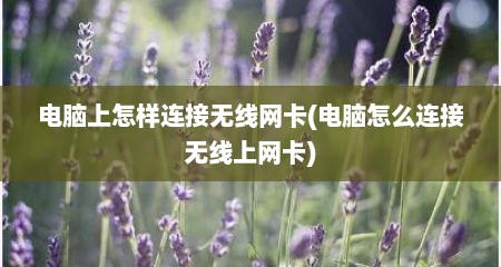 电脑上怎样连接无线网卡(电脑怎么连接无线上网卡)
