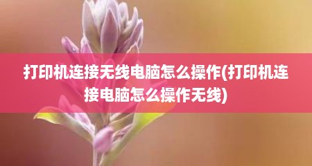 打印机连接无线电脑怎么操作(打印机连接电脑怎么操作无线)
