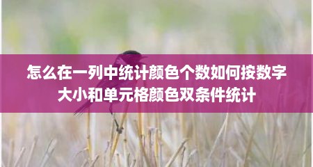 怎么在一列中统计颜色个数如何按数字大小和单元格颜色双条件统计