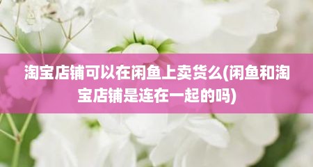 淘宝店铺可以在闲鱼上卖货么(闲鱼和淘宝店铺是连在一起的吗)