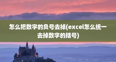 怎么把数字的负号去掉(excel怎么统一去掉数字的括号)