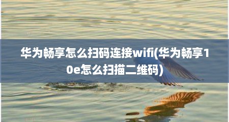 华为畅享怎么扫码连接wifi(华为畅享10e怎么扫描二维码)