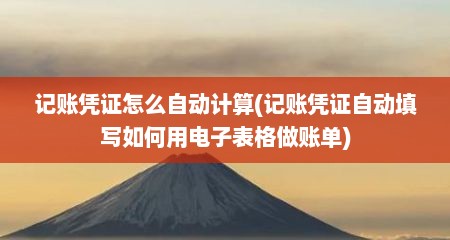 记账凭证怎么自动计算(记账凭证自动填写如何用电子表格做账单)