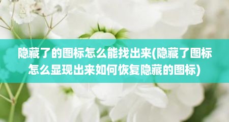 隐藏了的图标怎么能找出来(隐藏了图标怎么显现出来如何恢复隐藏的图标)
