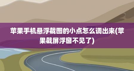 苹果手机悬浮截图的小点怎么调出来(苹果截屏浮窗不见了)