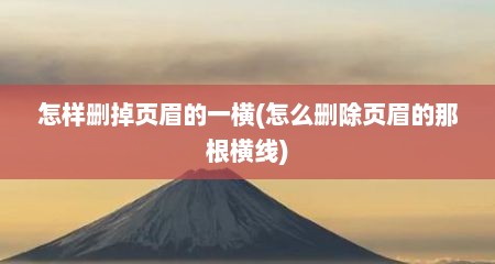 怎样删掉页眉的一横(怎么删除页眉的那根横线)