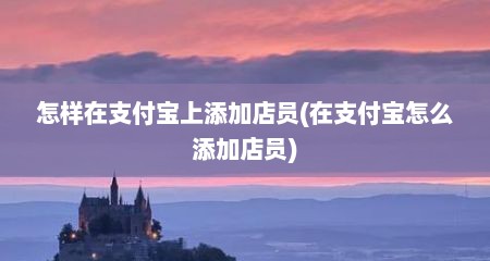 怎样在支付宝上添加店员(在支付宝怎么添加店员)
