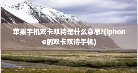 苹果手机双卡双待是什么意思?(iphone的双卡双待手机)