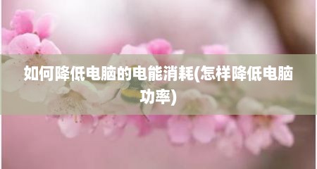 如何降低电脑的电能消耗(怎样降低电脑功率)
